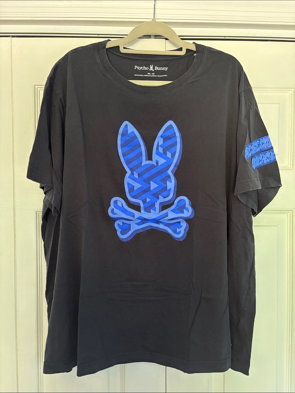 Psycho Bunny Black Tee with Bright Blue Logo